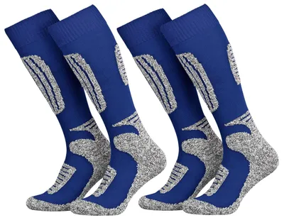 Produktbild von Tobeni Unisex Skisocken 2er Pack – Warme Snowboard Socken mit Schafwolle, Farbe:Blau-Grau, Grösse:39-42