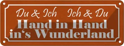 Produktbild von vianmo Blechschild 10x27 cm Du Ich Hand in Wunderland Dekoration Spruch Zitat
