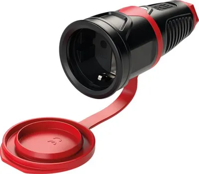 Produktbild von PCE Schutzkontaktkupplung IP54 Vollgummi+Deckelband16A / 250V AC / 3p (2P+E)