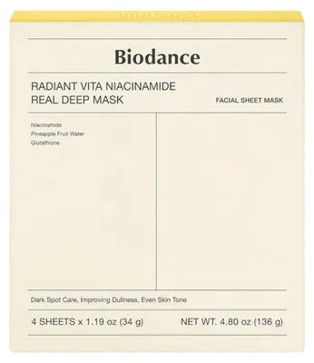 Produktbild von Biodance Radiant Vita Niacinamide Real Deep Mask 4 x 34 g