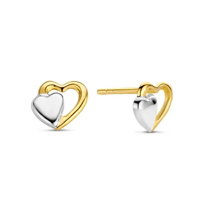 Produktbild von Herz Ohrstecker echt Gold 585 (14 kt) in bicolor