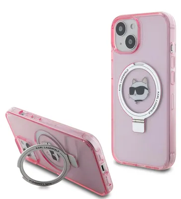 Produktbild von Fall Karl Lagerfeld Ring Stand Choupette Kopf Magsafe tun Iphone 15 - Różowe