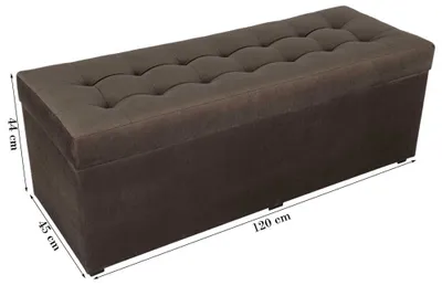 Obrázok produktu pre mg dizajnová čalúnená stolička, 45x120 cm, farba hnedá - mäkký sedák, skladacia s úložným priestorom (143 l) vydrží zaťaženie do 100 kg