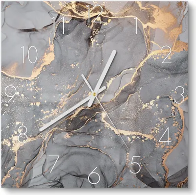 Produktbild von DEQORI Glasuhr 30x30 cm Zahlen 'Elegantes Marmormuster' Wanduhr Glas Uhr Design leise