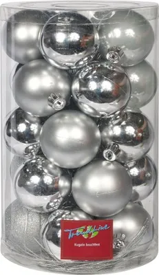 Produktbild von TrendLine Weihnachtskugeln bruchfest, langlebig Ø 6, 8 10 cm silber 26 Stück