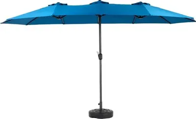 Image de Parasol de jardin - Parasol double face - 4,5 m - Rectangulaire - Imperméable - Manivelle - Toile - Bleu