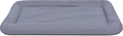 A gray dog bed on a white background.