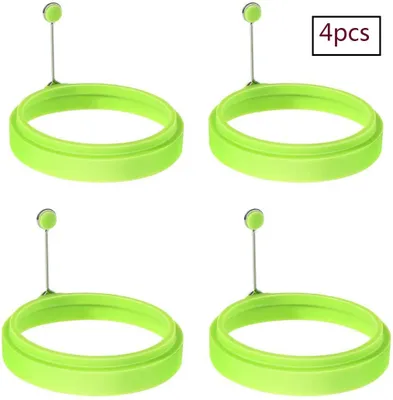 Produktbild von Spiegeleiform für Bratpfanne Ei Ringe Silikon Pfannkuchenform Rund Grün Omelett Form Für Eier Kochen (Kreis)