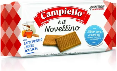Produktbild von 3x Campiello Novellino con latte fresco e miele di acacia Kekse mit frischer Milch und Akazienhonig biscuits cookies 100% Italienische Kekse 350g
