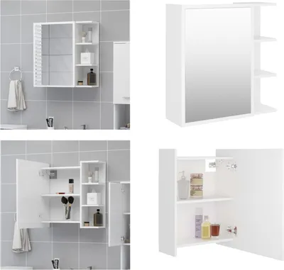 Obrázek produktu pro vidaXL Koupelnová zrcadlová skříňka bílá 62,5x20,5x64 cm Materiál na bázi dřeva - Zrcadlová skříňka - Zrcadlové skříňky - Koupelnové skříňky - Skříňky do koupelny