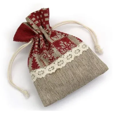 Produktbild von Weihnachtlicher Stoffbeutel, 10x13 cm, Set mit 12 Stück