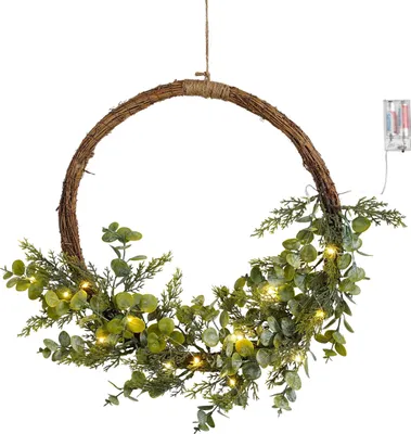 Image de House of Seasons Couronne de Noël avec lumières LED - Ø45 cm - Vert