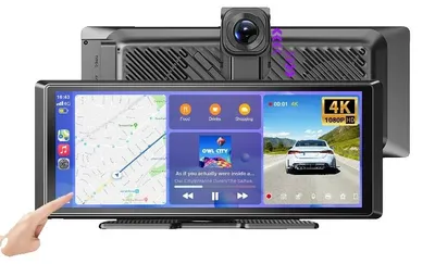 Productafbeelding van Draagbaar, draadloos Carplay-scherm, dashcam met dubbele lens, Bluetooth-connectiviteit, 8,1-inch Carplay