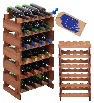 Produktbild von MODO24 Weinregal 24 Flaschen, Modulares Holzregal, Flaschenständer für Wein, Weinschrank, Getränkeregal, Stapelbar, 79x45,6x28 cm, Braun, RW11
