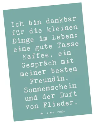 Produktbild von Mr. & Mrs. Panda Postkarte Spruch Dankbarkeit für kleine Dinge - Meeresbrise - Geschenk, Ansichtskarte, beste Freundin, Ansichtskarten, Postkarten, Gefühl, Zitat