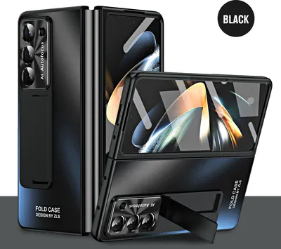 Image de Etui pour Samsung Galaxy Z Fold 6 étui PC dur électroplaqué avec protection d'écran, protection de lentille, support noir