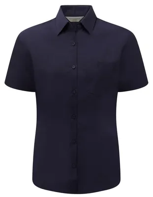 Produktbild von Russell Collection Poplin Bluse, Kurzarm, pflegeleicht FK749 (2XL) (Dunkles Marineblau)
