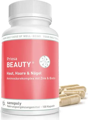 Produktbild von Sanopoly Priosa® Beauty | 100 Kapseln | Aminosäurekomplex mit Zink & Biotin | vegan