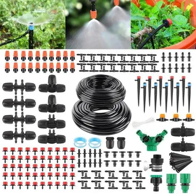 Produktbild von Unyqoos® Gartenbewässerungssystem – Komplettes Tropfbewässerungs-Set, 315 Teile, 15 m Hauptschlauch & 60 m Verteilerschlauch, 4 einstellbare Tropfer, flexible Montage