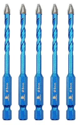 Obrázek produktu pro Sada vrtáků pro zahlubování, 5 kusů, 5 mm (3/16"), pro dlaždice, sklo, dřevo, beton, mramor
