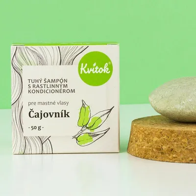 Obrázek produktu pro Kvitok Tuhý šampon s kondicionérem na mastné vlasy Čajovník 50 g