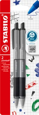 Produktbild von STABILO pointball colorful Kugelschreiber - dunkelgrau- 2er Pack