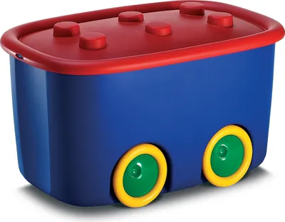 A toy storage box designed to look like a train car.