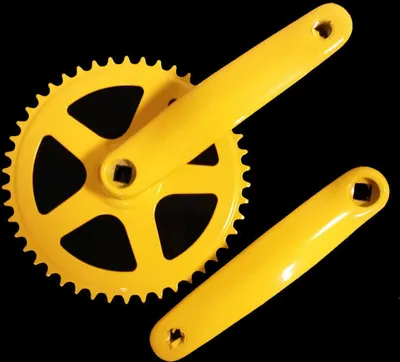 Produktbild von ALU Kettenradgarnitur Kurbelgarnitur Stahlkettenblatt 46 Zähne AL131mm in gelb