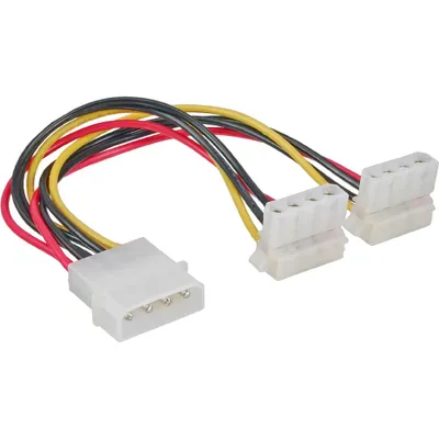 Produktbild von InLine Strom Y-Kabel intern, 1x 5,25" an 2x 5,25" gewinkelt 0,15m, Molex (4-pin), Molex (4-pin), 0,15 m, Stecker, Buchse, 90°