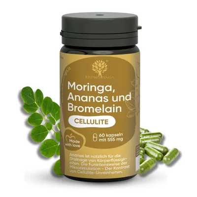 Produktbild von Bromelain Hochdosiert 5000 GDU – NEUE FORMEL 100% Natürlich Anti-Cellulite Komplex mit  Moringa, Ananas Enzym - 60 Vegane Kapseln -  Italy