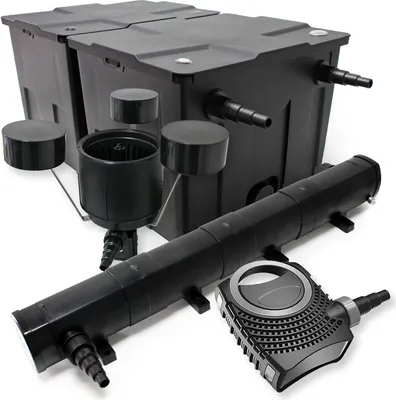 Produktbild von Wiltec Komplettset: CBF-350B Teichfilter bis 60000 L Teichfilteranlage als Durchlauffilter, NEO10000 Teichpumpe 10000l/h 80W, CUV-272 Teichklärer UVC Klärer mit 72W, CSP-250 Schwimmskimmer 2500l/h 45W