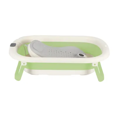 Produktbild von Faltbare Baby Badewanne,Babybadewanne mit Thermometer und Stützkissen Rutschfeste,Babywanne Badebecken Duschwanne für Kleinkinder 0-3 Jahre(Grün)