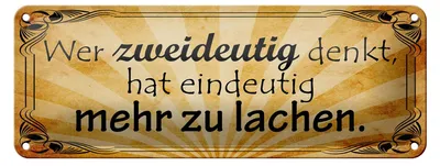 Produktbild von Blechschild Spruch 27x10cm wer zweideutig denkt hat Dekoration