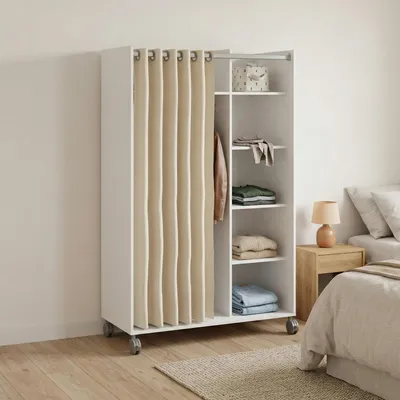 Produktbild von Großer Kleiderschrank - Weißer Schlafzimmer-Schrank 48.25x160h cm