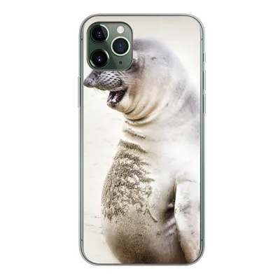 Produktbild von MuchoWow® Handyhülle Schutzhülle Hülle für iPhone 11 Pro Max Seeelefant - Lustig - Lachen - Kinder - Jungen - Mädchen - Kinder Silikon Softcase Handy Hülle - Schutz