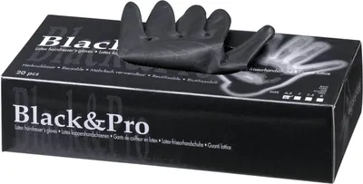 Zdjęcie produktu dla Rękawice lateksowe Sibel Hair Black&Pro, rozmiar S, 20 sztuk