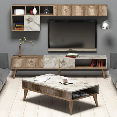 Immagine prodotto di Ollomont - set Mobili da Soggiorno, Marrone Noce, Modulabile