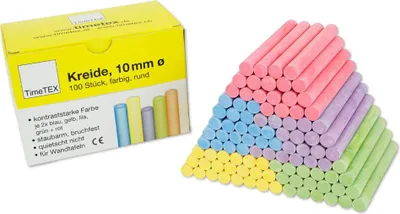 Produktbild von TimeTEX Kreide 10 mm ø, farbig, im 100-er Pack