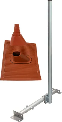 Produktbild von PremiumX BASIC X120-48 SAT Dachsparrenhalter 120cm Mast ALU-Ziegel Tülle rot