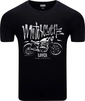 Zdjęcie produktu dla Diarbo koszulka męska z nadrukiem motocyklisty motocyklowy czarny rozmiar XXXL