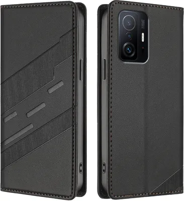 Produktbild von Hülle für Xiaomi 11T / 11T Pro, Kunstleder Brieftaschen Handyhülle mit Kartenfach und Standfunktion Schwarz