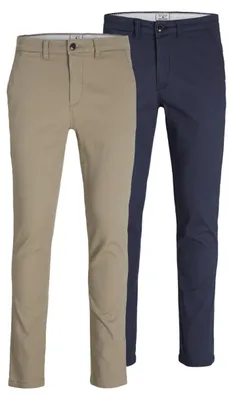 Immagine prodotto di Jack & Jones 12180705, pantaloni chino, adulto, beige, blu, cotone, Spandex, non candeggiare, asciugatura naturale