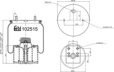 Produktbild von FEBI BILSTEIN Luftfederbalg 102515 210mm 555mm 258mm 201mm