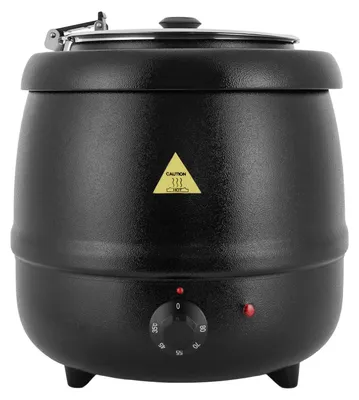Produktbild von Elektrischer Suppenwärmer - 10 L Warmhaltetopf - 400 W - Edelstahl/Gusseisen - Temperatur einstellbar 35–80 °C - 220 V Gastro Buffetgerät - Schwarz