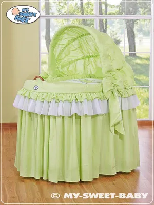 Image de LIT POUR BÉBÉ MY SWEET BABY en Fibre Naturelle Little Princess Vert avec Cadre en Bois et Matelas