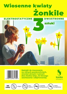 Image de Autocollants électrostatiques Fleurs de printemps Narcisses 3 pièces Kunke