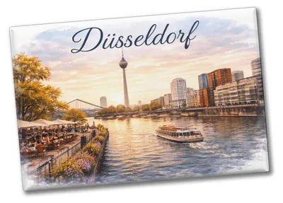 Produktbild von Düsseldorf Skyline Rheinturm Flussufer Metallschild
