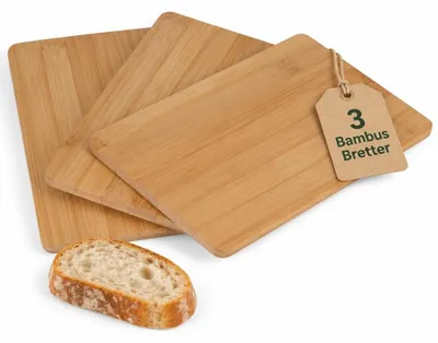 Schneidebrett-Set aus Bambus, 3 Stück, 22 x 14 cm, robust