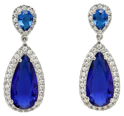Image de AVANT-GARDE PARIS Boucles d'oreilles pendantes en zircon bleu de la collection Diva