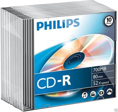 Produktbild von Philips CD-Rohlinge, 80Min, 700MB, Speed 52x, Slimcase (10 Disc)
